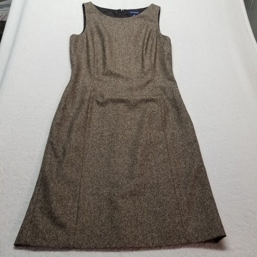 Ann Taylor 10 Dress Wool Sleeveless Sheath Lined Tweed Career Preppy Office